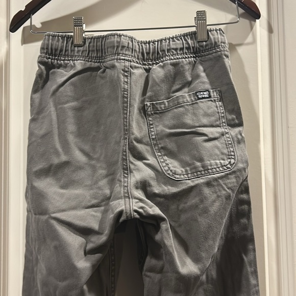 H&M Kids PullOn drawstring Joggers grey denim Pants faux fly pockets size 12 - Picture 3 of 11